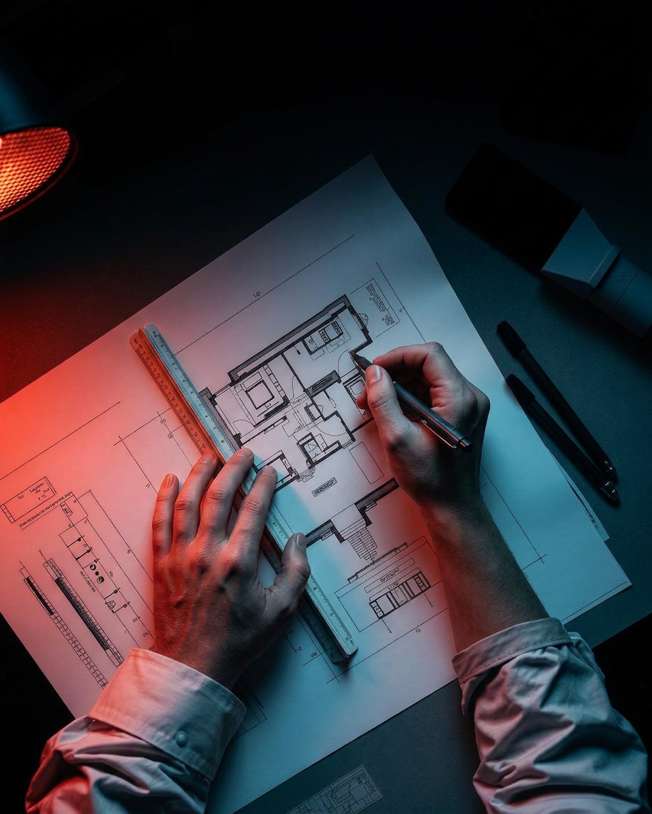 Equipe FiveArq desenhando projeto executivo