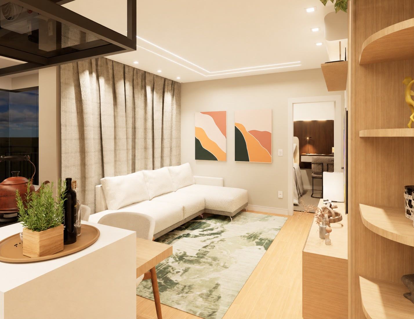 Sala de estar, vista da cozinha
